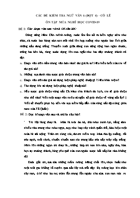 Đề kiểm tra đợt 4 Ngữ Văn Lớp 6 (Ôn tập mùa nghỉ học Covid-19)