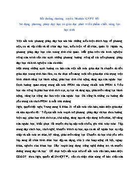 Tài liệu bồi dưỡng Sử dụng phương pháp dạy học và giáo dục phát triển phẩm chất, năng lực học sinh