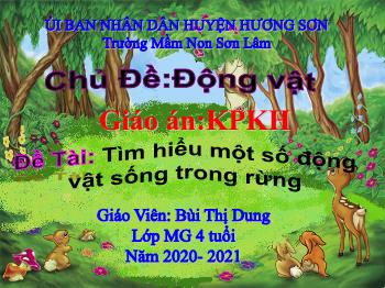 Bài giảng Mầm non Lớp Chồi - Chủ Đề: Động vật. Đề tài: Tìm hiểu một số động vật sống trong rừng - Năm học 2020-2021 - Bùi Thị Dung