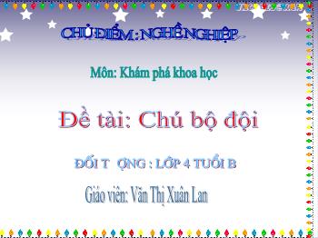 Bài giảng Mầm non Lớp Chồi - Chủ điểm: Nghề nghiệp. Đề tài: Chú bộ đội - Văn Thị Xuân Lan