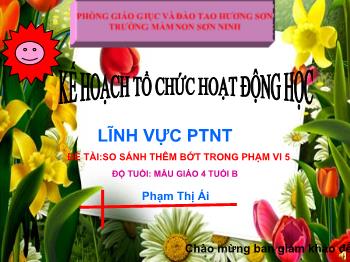 Bài giảng Mầm non Lớp Chồi - Đề tài: So sánh thêm bớt trong phạm vi 5 - Phạm Thị Ái