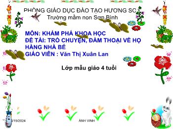 Bài giảng Mầm non Lớp Chồi - Đề tài: Trò chuyện, đàm thoại về họ hàng nhà bé - Văn Thị Xuân Lan