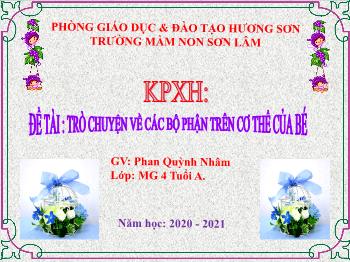 Bài giảng Mầm non Lớp Chồi - Đề tài: Trò chuyện về các bộ phận trên cơ thể của bé - Năm học 2020-2021 - Phan Quỳnh Nhâm