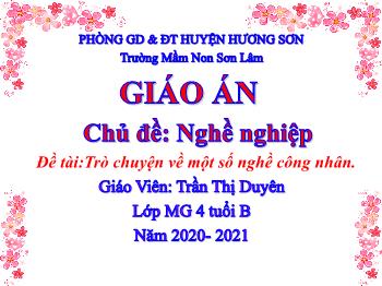 Bài giảng Mầm non Lớp Lá - Chủ đề: Nghề nghiệp. Đề tài: Trò chuyện về một số nghề công nhân - Năm 2020-2021 - Trần Thị Duyên