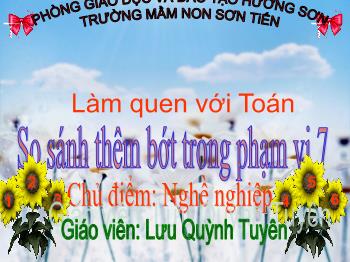 Bài giảng Mầm non Lớp Lá - Chủ điểm: Nghề nghiệp. Đề tài: So sánh thêm bớt trong phạm vi 7 - Lưu Quỳnh Tuyên