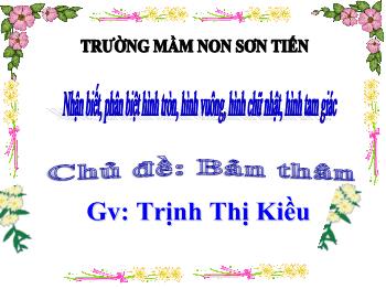 Bài giảng Mầm non Lớp Lá - Đề tài: Nhận biết, phân biệt hình tròn, hình vuông, hình chữ nhật, hình tam giác - Trịnh Thị Kiều