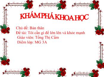 Bài giảng Mầm non Lớp Mầm - Chủ đề: Bản thân. Đề tài: Tôi cần gì để lớn lên và khỏe mạnh - Tống Thị Cẩm