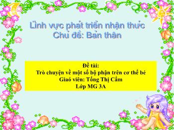 Bài giảng Mầm non Lớp Mầm - Chủ đề: Bản thân. Đề tài: Trò chuyện về một số bộ phận trên cơ thể bé - Tống Thị Cẩm