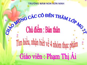 Bài giảng Mầm non Lớp Mầm - Chủ điểm: Bản thân. Đề tài: Tìm hiểu, nhận biết về 4 nhóm thực phẩm - Phạm Thị Ái