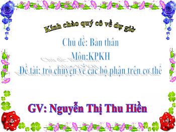 Bài giảng Mầm non Lớp Mầm - Đề tài: Trò chuyện về các bộ phận trên cơ thể - Nguyễn Thị Thu Hiền