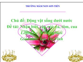 Bài giảng Mầm non Lớp Nhà trẻ - Chủ đề: Động vật sống dưới nước. Đề tài: Nhận biết, tập nói: C¸, tôm, cua - Bùi Thị Vinh