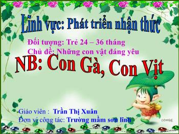 Bài giảng Mầm non Lớp Nhà trẻ - Chủ đề: Những con vật đáng yêu - Trần Thị Xuân