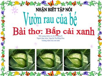 Bài giảng Mầm non Lớp Nhà trẻ - Đề tài: Nhân biết tập nói Vườn rau của bé. Bài thơ: Bắp cải xanh - Nguyễn Thị Hồng Hoa