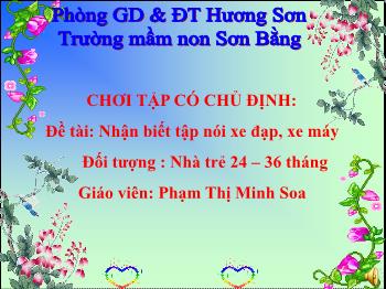 Bài giảng Mầm non Lớp Nhà trẻ - Đề tài: Nhận biết tập nói xe đạp, xe máy - Phạm Thị Minh Soa