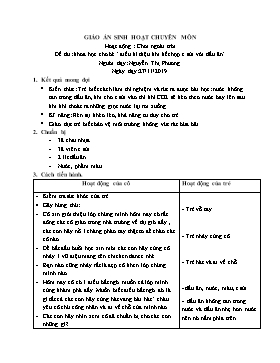 Giáo án Mầm non Lớp Mầm - Đề tài: Điều kì diệu khi kết hợp c sủi với dầu ăn - Hoạt động: Chơi ngoài trời - Năm học 2019-2020 - Nguyễn Thị Phương