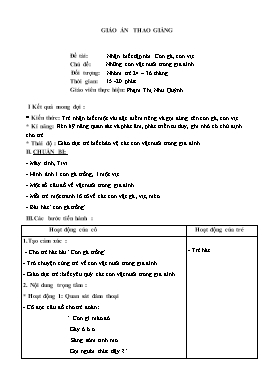 Giáo án Mầm non Lớp Nhà trẻ - Chủ đề: Những con vật nuôi trong gia đình. Đề tài: Nhận biết tập nói Con gà, con vịt - Phạm Thị Như Quỳnh