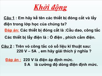 Bài giảng Công nghệ Khối 8 - Bài 55: Sơ đồ điện