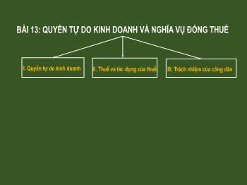 Bài giảng Giáo dục công dân Lớp 9 - Bài 13: Quyền tự do kinh doanh và nghĩa vụ đóng thuế