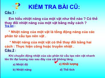 Bài giảng Vật lí Lớp 8 - Tiết 28, Bài 22: Dẫn nhiệt