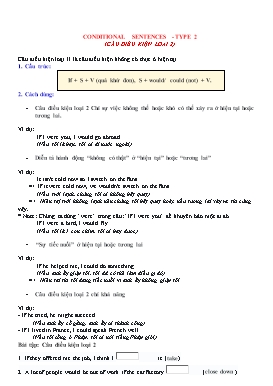 Bài tập ôn tập Tiếng Anh Lớp 8 - Conditional sentences: Type 2