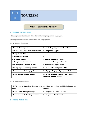 Bài tập ôn tập Tiếng Anh Lớp 9 - Unit 8: Tourism