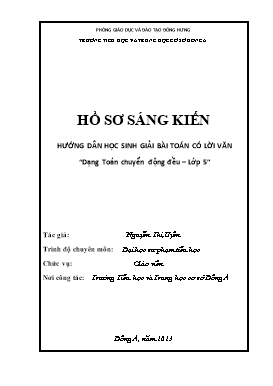 Báo cáo SKKN Hướng dẫn học sinh giải bài toán có lời văn – Dạng toán chuyển động đều Lớp 5