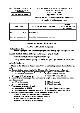 Đề chính thức chọn học sinh giỏi Tiếng Anh Lớp 9 - Năm học 2015-2016 - Sở GD&ĐT Ninh Bình (Có file nghe và hướng dẫn chấm)