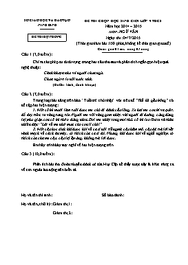 Đề dự bị chọn học sinh giỏi Ngữ văn Lớp 9 - Năm học 2014-2015 - Sở GD&ĐT Ninh Bình (Có hướng dẫn chấm)