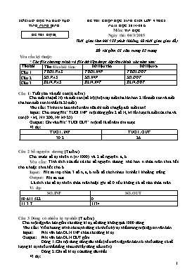 Đề dự bị chọn học sinh giỏi Tin học Lớp 9 - Năm học 2014-2015 - Sở GD&ĐT Ninh Bình (Có hướng dẫn chấm)