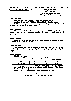 Đề khảo sát chất lượng học sinh giỏi Địa lí Lớp 8 - Năm học 2018-2019 - Phòng GD&ĐT Nho Quan (Có đáp án)