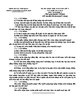 Đề khảo sát chất lượng học sinh giỏi Sinh học Lớp 8 - Năm học 2018-2019 - Phòng GD&ĐT Nho Quan (Có đáp án)