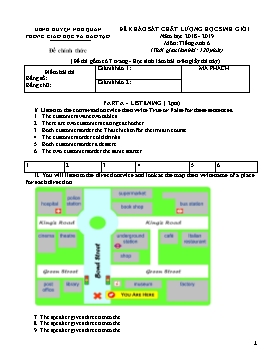 Đề khảo sát chất lượng học sinh giỏi Tiếng Anh Lớp 6 - Năm học 2018-2019 - Phòng GD&ĐT Nho Quan (Có file nghe và đáp án)