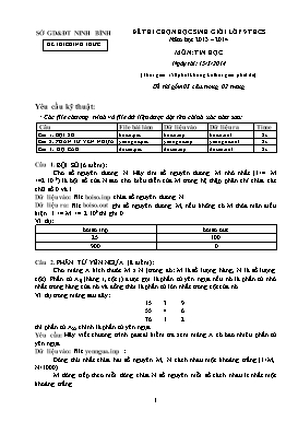 Đề thi chọn học sinh giỏi Tin học Lớp 9 - Năm học 2013-2014 - Sở GD&ĐT Ninh Bình (Có hướng dẫn chấm)