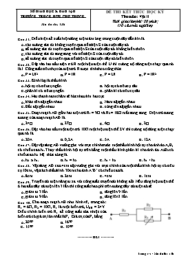 Đề thi kết thúc học kì Vật lí Lớp 10 - Mã đề: 136 (Có ma trận và đáp án)