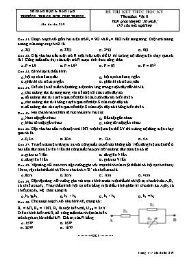 Đề thi kết thúc học kì Vật lí Lớp 10 - Mã đề: 859 (Có ma trận và đáp án)