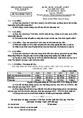 Đề thi tuyển sinh Lớp 10 THPT môn Địa lí (Chuyên) - Năm học 2021-2022 - Sở GD&ĐT Ninh Bình (Có hướng dẫn chấm)