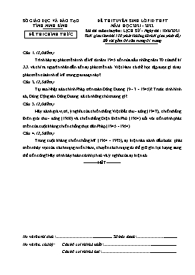 Đề thi tuyển sinh Lớp 10 THPT môn Lịch sử (Chuyên) - Năm học 2021-2022 - Sở GD&ĐT Ninh Bình (Có hướng dẫn chấm)