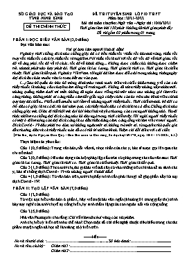 Đề thi tuyển sinh Lớp 10 THPT môn Ngữ văn (Chuyên) - Năm học 2021-2022 - Sở GD&ĐT Ninh Bình (Có hướng dẫn chấm)