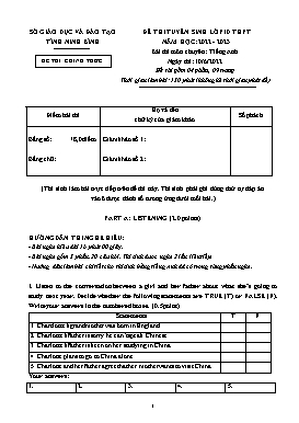 Đề thi tuyển sinh Lớp 10 THPT môn Tiếng Anh (Chuyên) - Năm học 2022-2023 - Sở GD&ĐT Ninh Bình (Có hướng dẫn chấm)