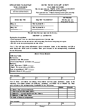 Đề thi tuyển sinh vào Lớp 10 THPT môn Tiếng Anh (Chuyên) - Năm học 2019-2020 - Sở GD&ĐT Ninh Bình (Có file nghe và hướng dẫn chấm)