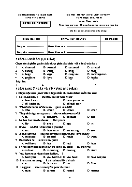 Đề thi tuyển sinh vào Lớp 10 THPT môn Tiếng Anh - Năm học 2013-2014 - Sở GD&ĐT Ninh Bình (Có hướng dẫn chấm)