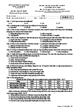 Đề thi tuyển sinh vào Lớp 10 THPT môn Tổ hợp - Mã đề: 123 - Năm học 2019-2020 - Sở GD&ĐT Ninh Bình (Có đáp án)