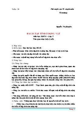 Kế hoạch bài dạy Khoa học tự nhiên Lớp 7 Sách Cánh diều - Bài 28: Tập tính ở động vật