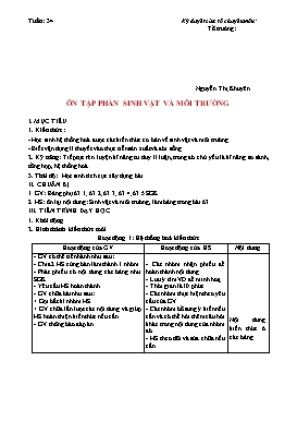 Kế hoạch bài dạy Sinh học Lớp 9 - Tuần 34 - Ôn tập phần sinh vật và môi trường