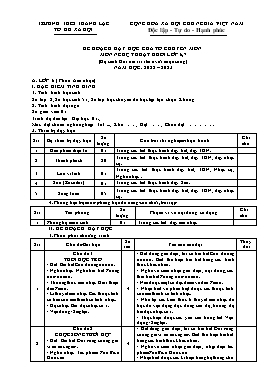 Kế hoạch dạy học của tổ chuyên môn môn Nghệ thuật Lớp 6+7 - Năm học 2022-2023 - Trường THCS Thanh Lạc