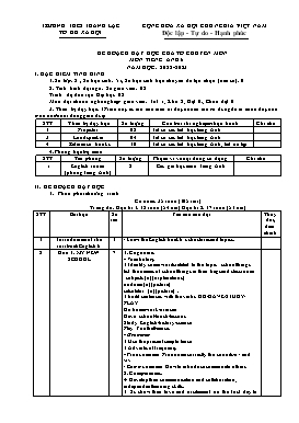 Kế hoạch dạy học của tổ chuyên môn môn Tiếng Anh Lớp 6 - Năm học 2022-2023 - Trường THCS Thanh Lạc