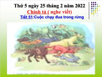 Bài giảng Chính tả Lớp 3 - Tiết 51: Cuộc chạy đua trong rừng - Năm học 2021-2022 - Đoàn Thị Kiều Hưng