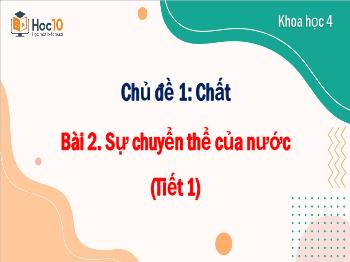 Bài giảng Khoa học Lớp 4 - Chủ đề 1: Chất - Bài 2: Sự chuyển thể của nước (Tiết 1) - Nguyễn Thị Hương