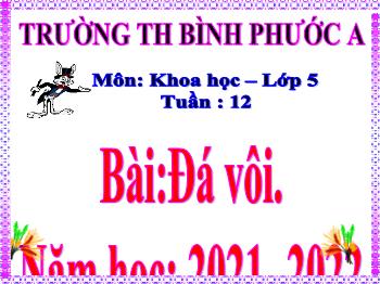 Bài giảng Khoa học Lớp 5 - Tuần 12, Bài: Đá vôi - Năm học 2021-2022 - Trường Tiểu học Bình Phước A
