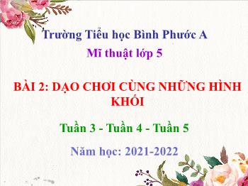 Bài giảng Mĩ thuật Lớp 5 - Tuần 3+4+5, Bài 2: Dạo chơi cùng những hình khối - Năm học 2021-2022 - Trường Tiểu học Bình Phước A